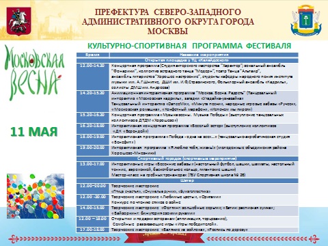 Московская весна в СЗАО. Программа фестиваля